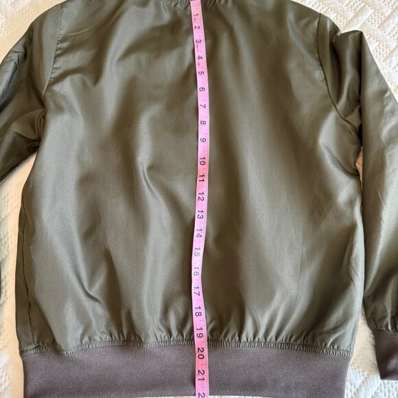 INSO Collection Womens SZ S Army Green Nylon BOMBER Zip Up Jacket Arm Pocket - Picture 12 of 13